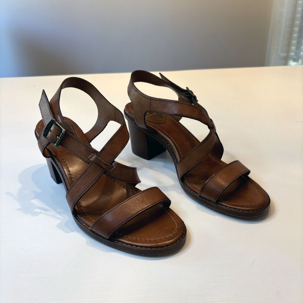Frye‎ Women's Dani Criss Cross Brown Leather Sandals Heels Shoes US Size 10 M
